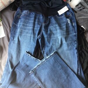 NWT Sonoma 18 MATERNITY Straight-Leg Jeans with Light Distress